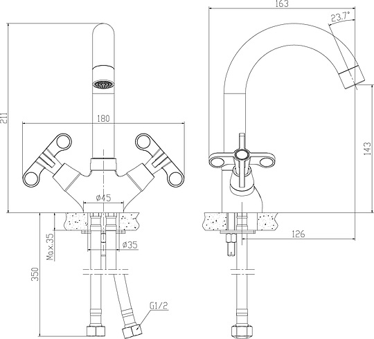 Смеситель Rossinka RS42-62 для раковины