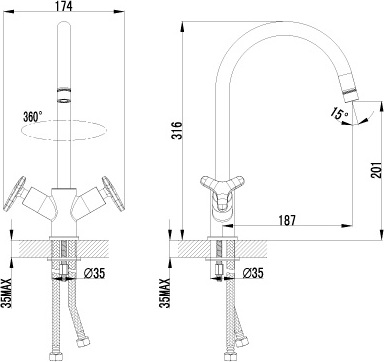 Смеситель Lemark plus Spirit LM1905C для кухонной мойки