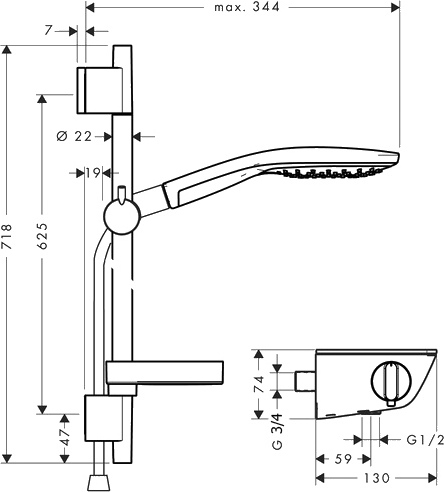 Душевой комплект Hansgrohe Ecostat\Raindance Select S 150 27036400