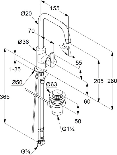 Смеситель Kludi Pure&Easy 370230565 для раковины