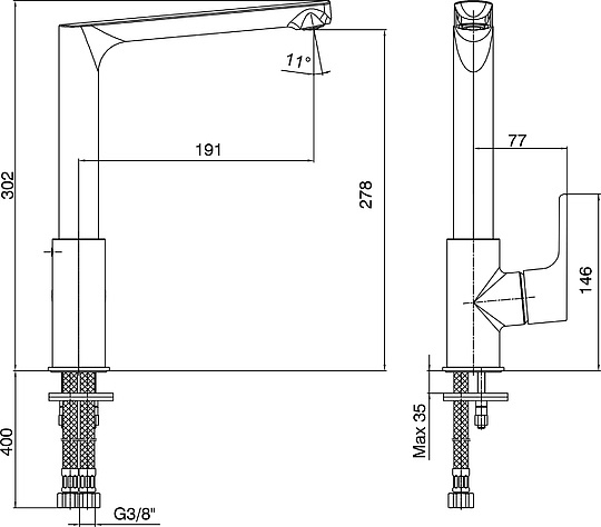 Смеситель E.C.A. Luna 102118043EX для кухни