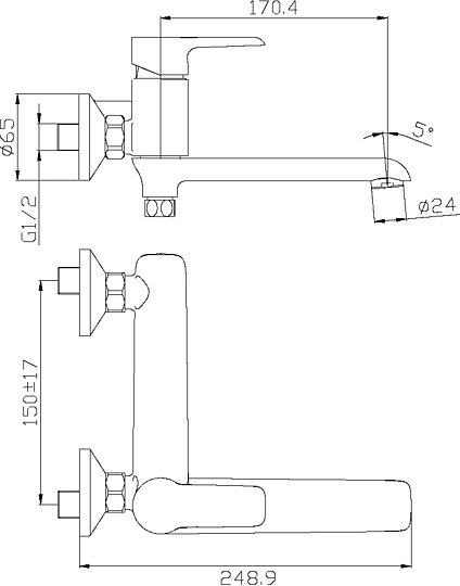 Смеситель Rossinka W W35-33 для ванны с душем