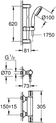 Душевой комплект Grohe Grohtherm 800 34565001