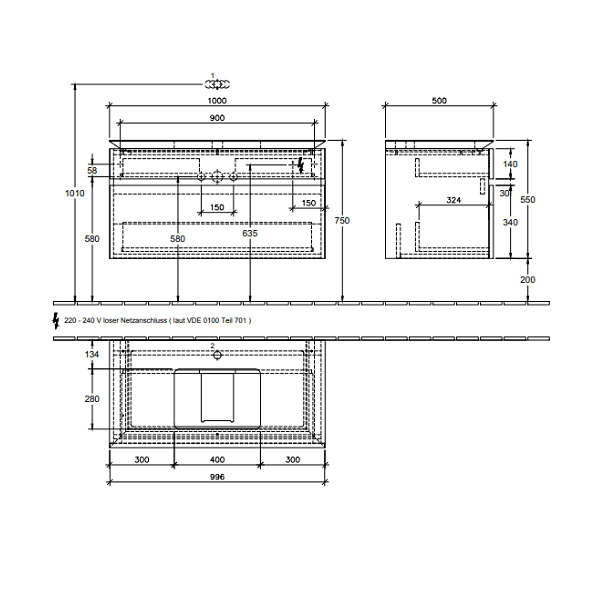 Тумба под раковину Villeroy&Boch Legato  цвет-белый глянцевый B70500DH hog2