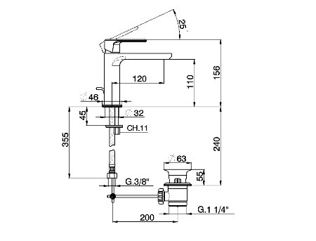 Смеситель для раковины Cisal Lineaviva LV 00051 0 21 hog