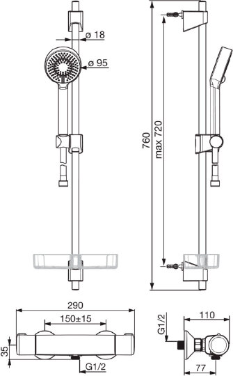 Душевой комплект Oras Nova 7413U для душа