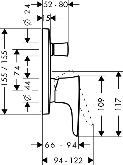 Смеситель Hansgrohe PuraVida 15445400 для ванны с душем