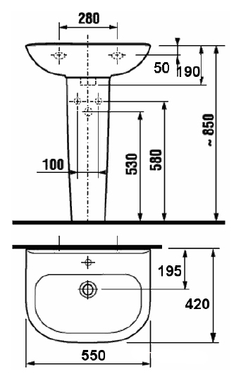 Раковина Roca Ria ZRU9302812 55 см