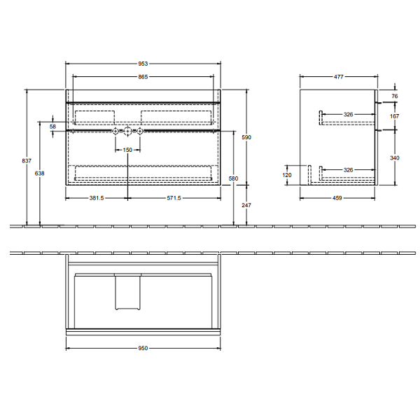 Тумба под раковину Villeroy&Boch Venticello  цвет-белый глянцевый A92701DH hog2
