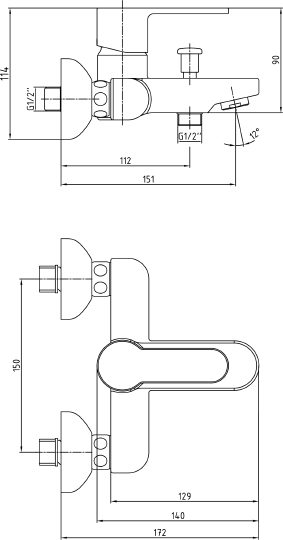 Смеситель E.C.A. Nita 102102475EX для ванны