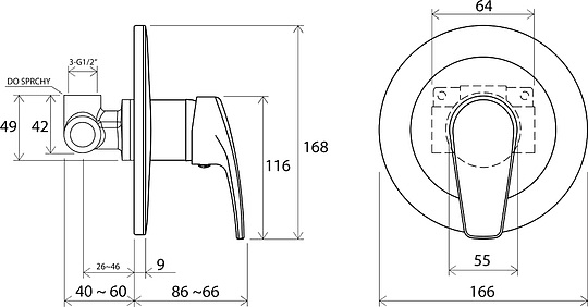 Смеситель Ravak Neo NO 062.00 С ВНУТРЕННЕЙ ЧАСТЬЮ, для душа