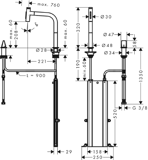 Смеситель Hansgrohe Metris Select 73818800 для кухонной мойки