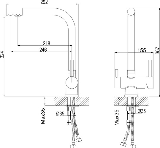Смеситель Rossinka Z Z40-25 для кухонной мойки