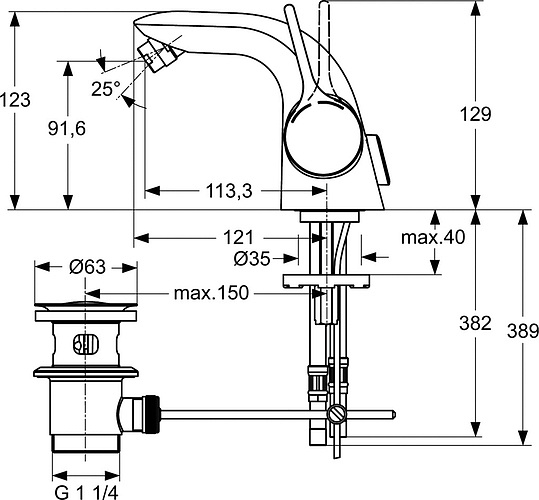 Смеситель Ideal Standard Melange A4268AA для биде Смеситель Ideal Standard Melange A4268AA для биде