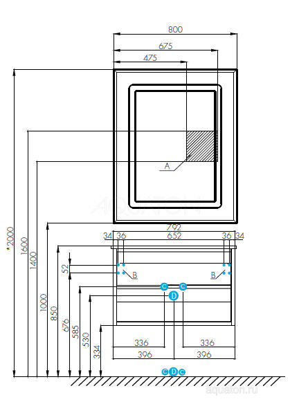 Тумба под раковину Aquaton Римини 80 черный 1A138301RN950
