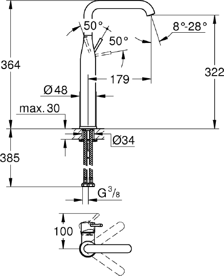 Смеситель Grohe Essence New 32901A01 для раковины