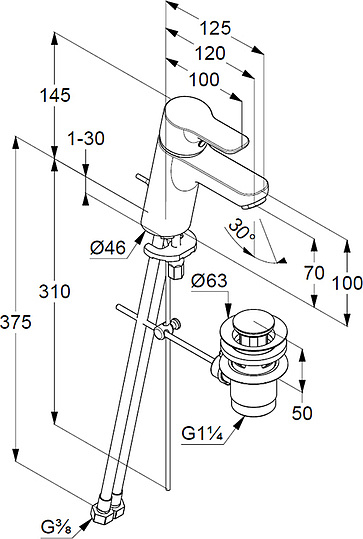 Смеситель Kludi Pure&Easy 373820565 для раковины