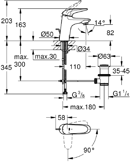 Смеситель Grohe Eurostyle 23709LS3 для раковины