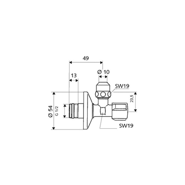 Вентиль Schell Comfort 1/2" / 3/8" угловой