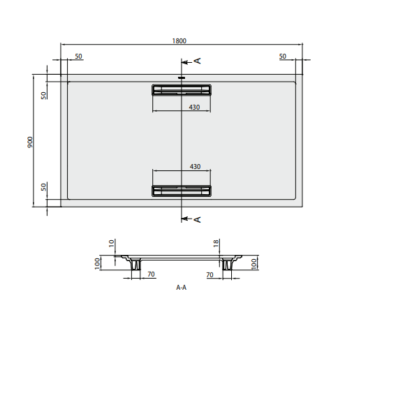 Душевой поддон Villeroy&Boch Squaro Super Flat  цвет-серый UDQ1890SQR2V-3S pod1