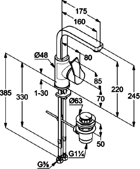 Смеситель Kludi Zenta SL 480270565 для раковины