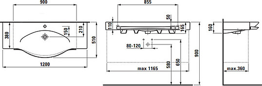 Раковина Laufen Palace 8.1270.4.000.104.1 с полотенцедержателем