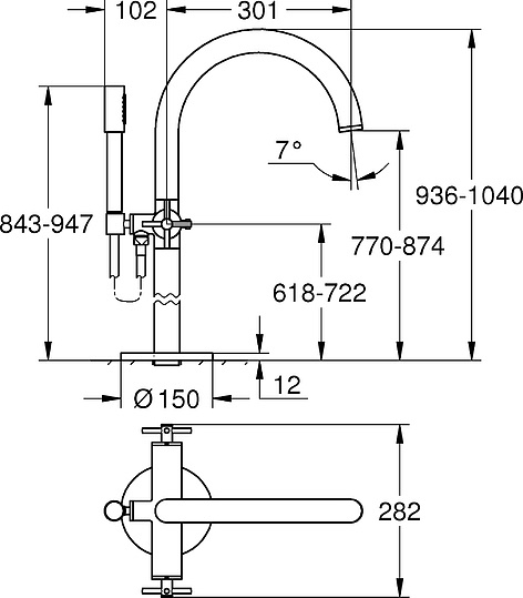 Смеситель Grohe Atrio New 25044003 напольный