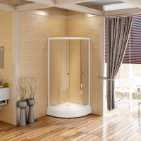 Душевой угол 80 (радиальный), стеклянные шторки (прозрачные), поддон 1-03-1-0-0-0060