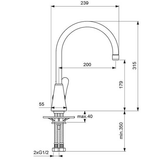 Смеситель для кухонной мойки Vidima ORION, рукоятка сбоку, BA365AA