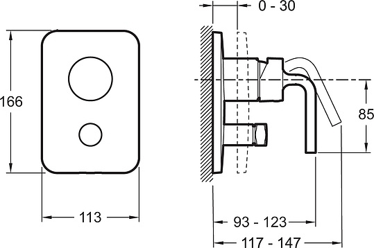 Смеситель Jacob Delafon Purist E98721-CP для ванны с душем