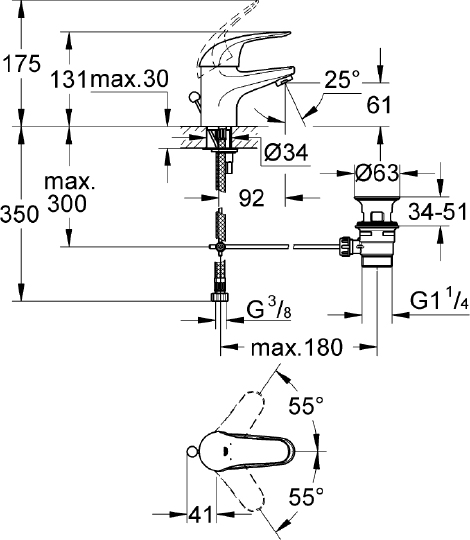 Смеситель Grohe Euroeco 23262000 для раковины