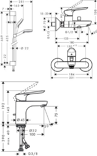 Душевой комплект Hansgrohe SET Logis E 70 (a), SetLogisE70A