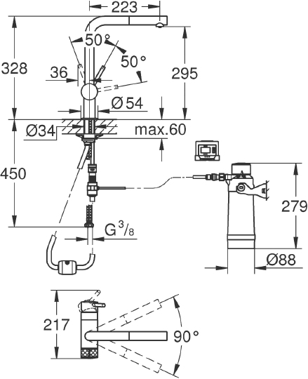 Смеситель Grohe Blue Pure Minta 30382000 с функцией фильтрации