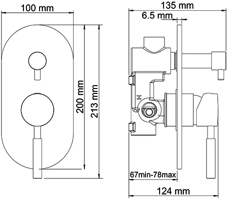 Смеситель Wasserkraft Wern 4241 С ВНУТРЕННЕЙ ЧАСТЬЮ, для ванны с душем