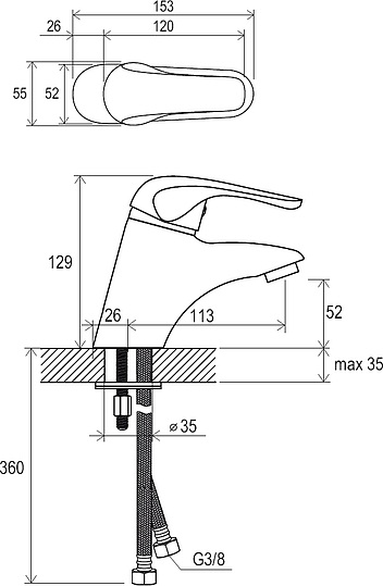 Смеситель Ravak Rosa RS 012.00 для раковины X070022