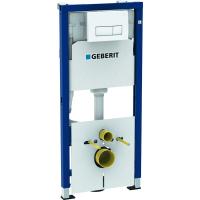 Инсталляция Geberit Duofix для подвесного унитаза, 112 см, со смывным бачком скрытого монтажа Delta 12 см, смывная клавиша Delta51, белая,в комплекте со звукоизоляцией. 458.128.11.1