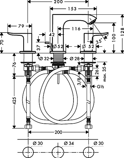 Смеситель Hansgrohe Metris 31083000 для раковины