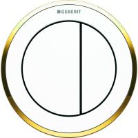 Пневмоклавиша смыва Geberit дистанционная тип 10, двойной смыв, установка в мебель: белые, позолота 116.057.KK.1