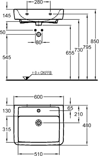 Раковина Keramag Renova Nr.1 Plan 222260 60 см