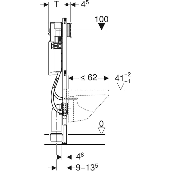 Инсталляция Geberit Duofix для подвесного унитаза, 112 см, со смывным бачком скрытого монтажа Sigma 12 см, узкое исполнение 111.361.00.5