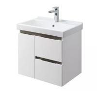 Тумба под раковину Aquaton Рене 60 белый, грецкий орех 1A222101NRC80