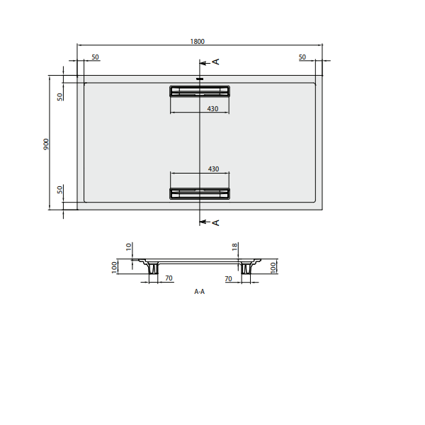Душевой поддон Villeroy&Boch Squaro Super Flat  цвет-антрацит UDQ1890SQR2V-1S pod1