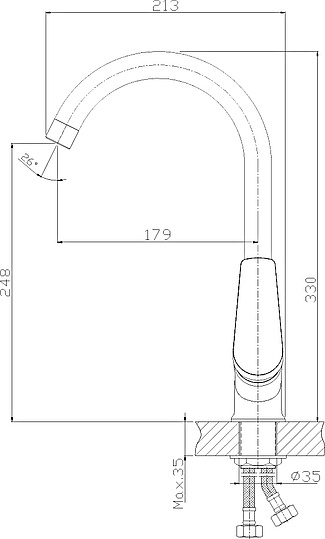 Смеситель Rossinka S35-23 для кухонной мойки, бежевый