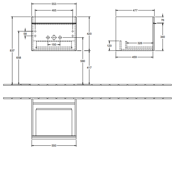 Тумба под раковину Villeroy&Boch Venticello  цвет-белый глянцевый A93201DH hog2