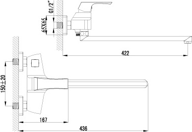 Смеситель Lemark Unit LM4517C для ванны с душем Смеситель Lemark Unit LM4517C для ванны с душем