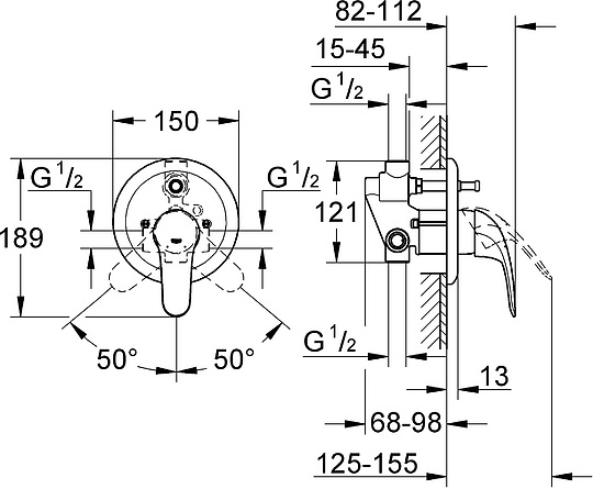 Смеситель Grohe Euroeco 19379000 для ванны с душем
