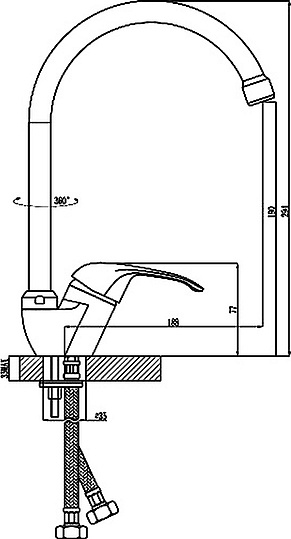 Смеситель Rossinka A A35-23 для кухонной мойки