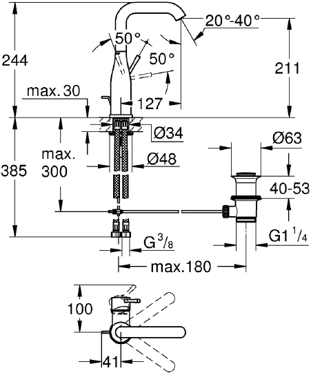 Смеситель Grohe Essence New 32628DL1 для раковины