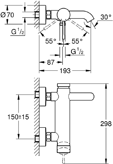 Смеситель Grohe Essence New 33624DL1 для ванны с душем