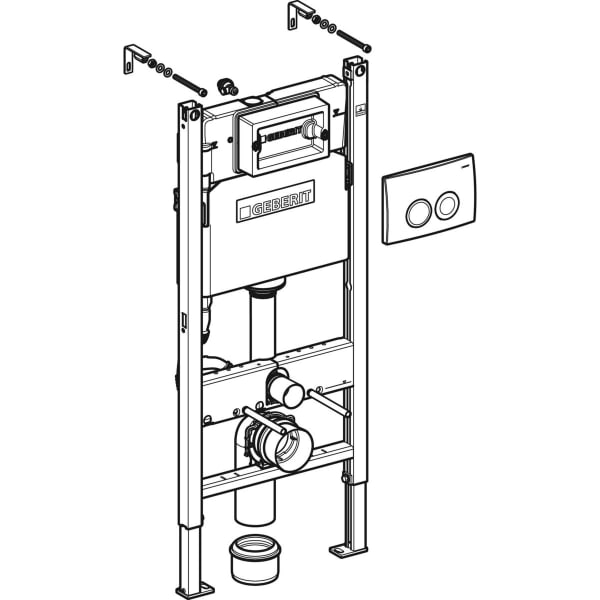 Инсталляция Geberit Duofix для подвесного унитаза, 112 см, со смывным бачком скрытого монтажа Delta 12 см, смывная клавиша Delta21 458.124.21.1